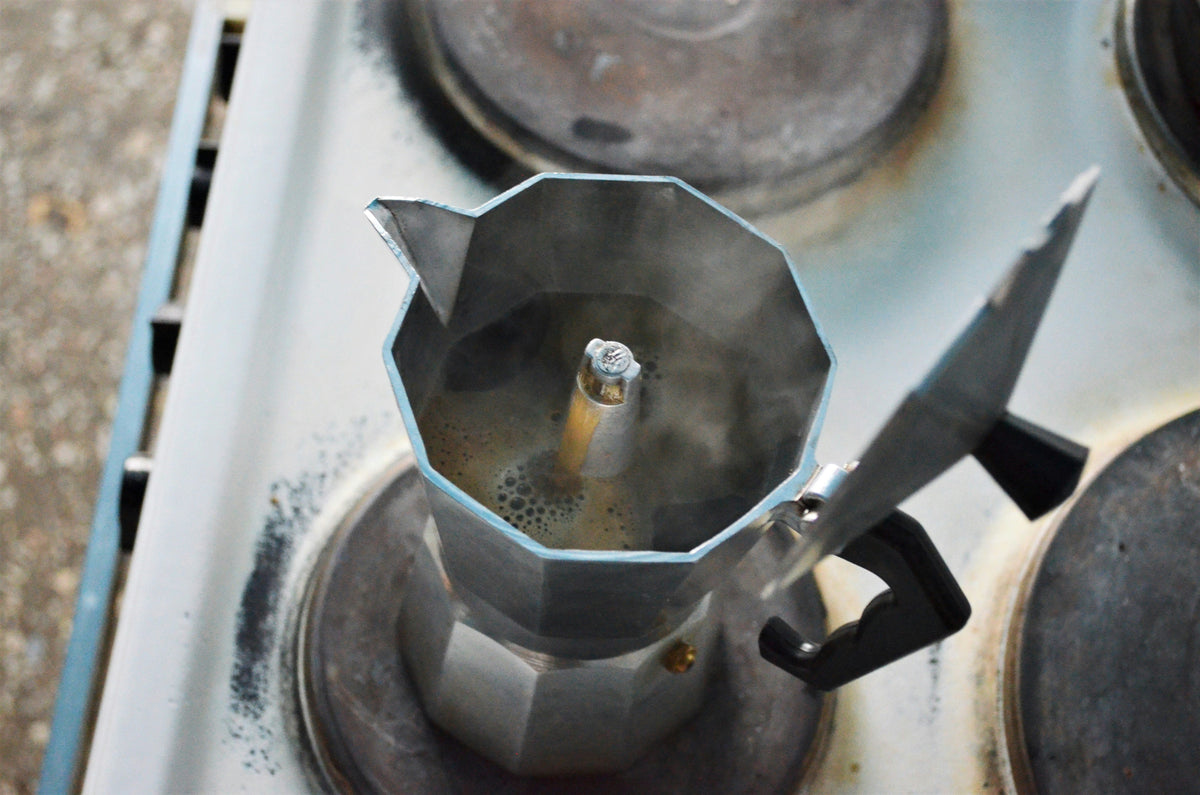 Moka Pot Coffee Maker with Open Lid