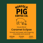 Caramel Eclipse coffee blend label from Norfolk Pig Coffee Co.