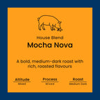 Mocha Nova coffee blend label from Norfolk Pig Coffee Co.