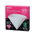 Hario V60 coffee paper filter packaging with pink and black design